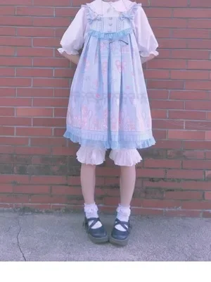 Sweet White Jaquard Lolita Bloomers Lace Ruffled Cotton Safety Short Pants