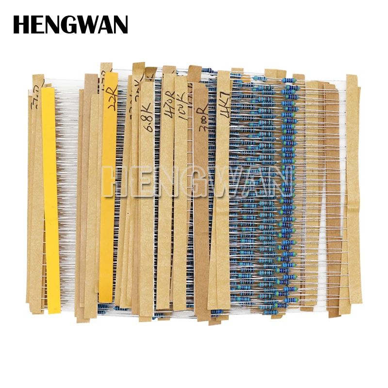 600pcs 1/4W Metal Film Resistor Kit 30 Values 10 ohm-1M Resistance 1% Set DIY Pack Electronics Components