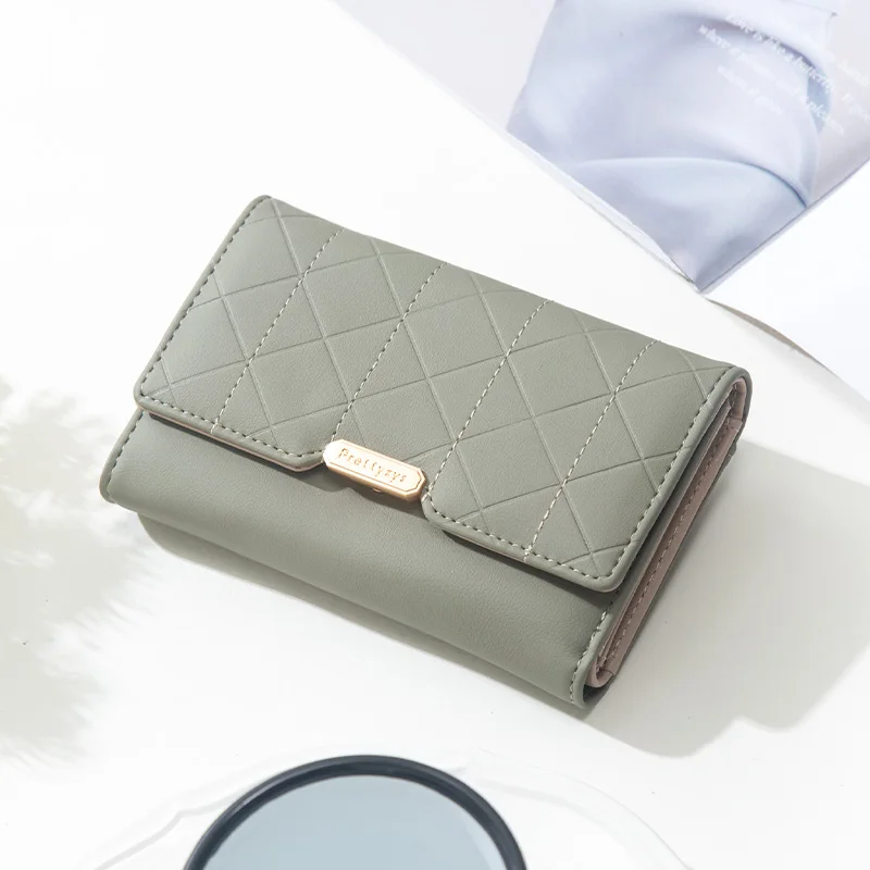 

Women Medium Solid Color Wallet Female Fashion Hasp Coin Purses Ladies Three Fold High Capacity Clutch Bag Money Clip