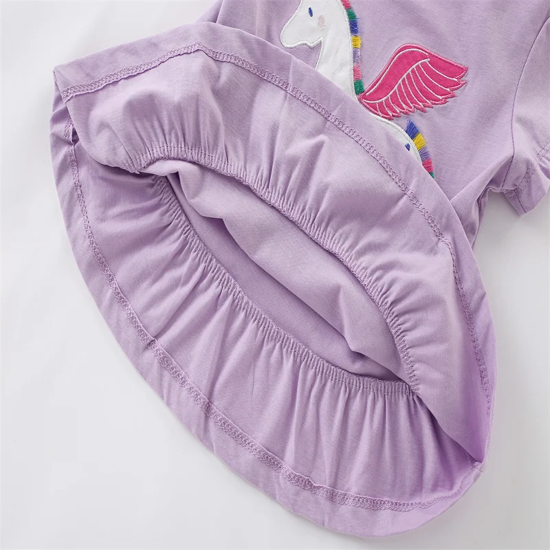 Jumping Meters 2-7T New Arrival Unicorn Embroidery Hot Selling Cotton Summer Girls Tshirts Baby Clothes Children's Tees Tops 6