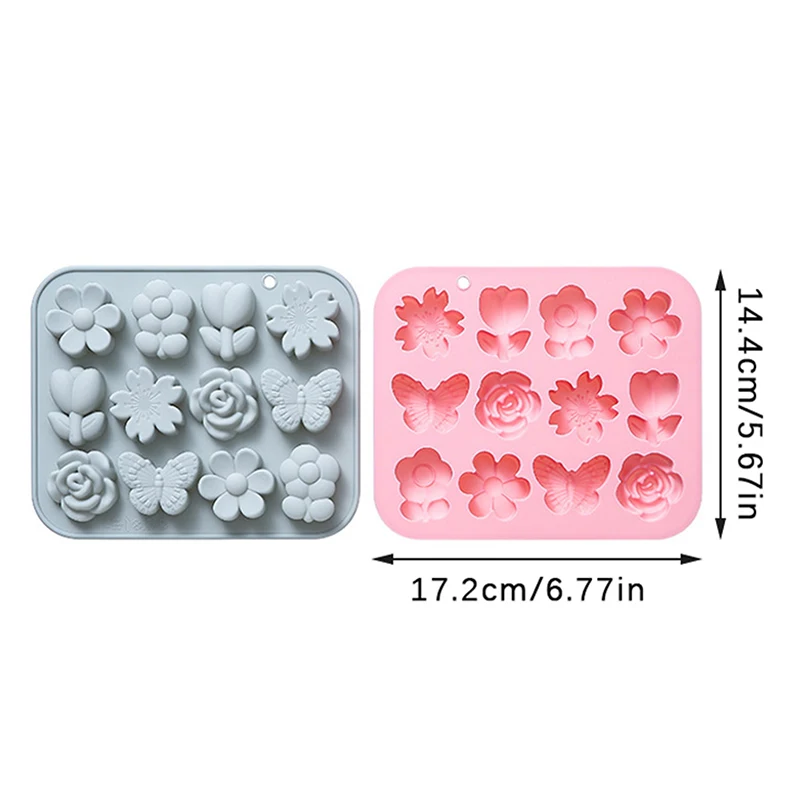 실리콘 몰드 초콜릿 캔디 케이크 젤리 몰드 퐁당 베이킹 몰드 식품 DIY 도구, 12 그리드 3D 꽃 나비 모양