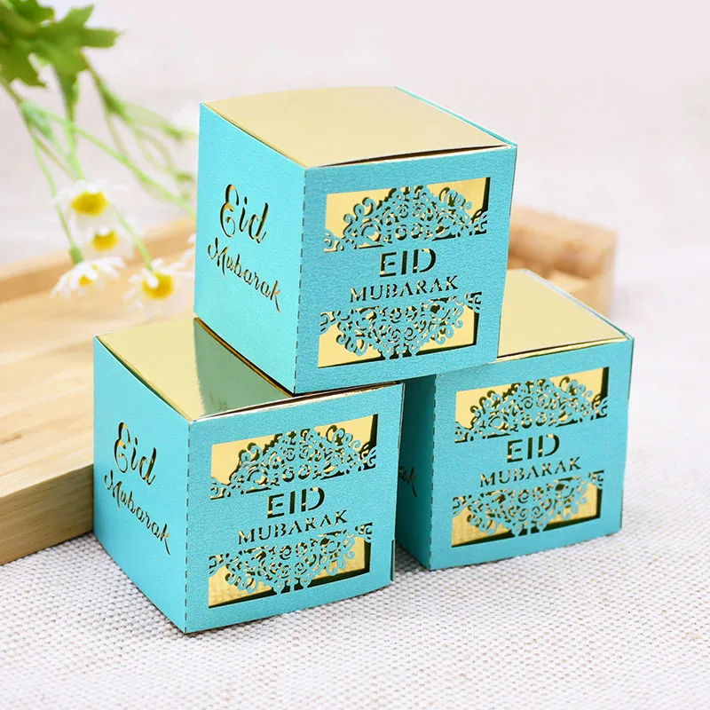 5/10pcs Eid Mubarak Chocolate Candy Box Ramadan Kareem Favor Gift Box Islamic Muslim Festival Happy Al-Fitr Eid Party Supplies