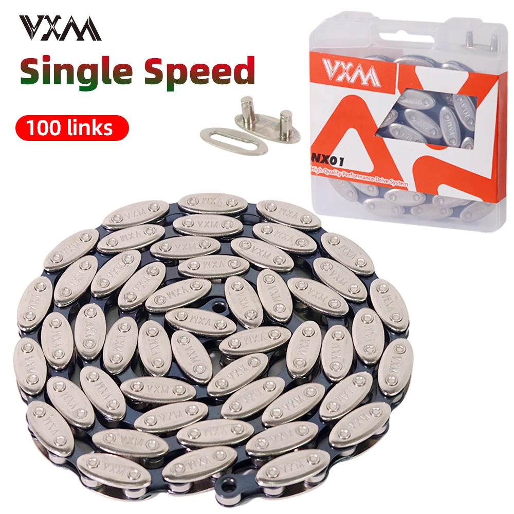 Single Speed Bicycle Chain 100 Link Bike Mountain Bike Road Bicycle Chain with Quick-link Parts Olive Chain Fixed Gear