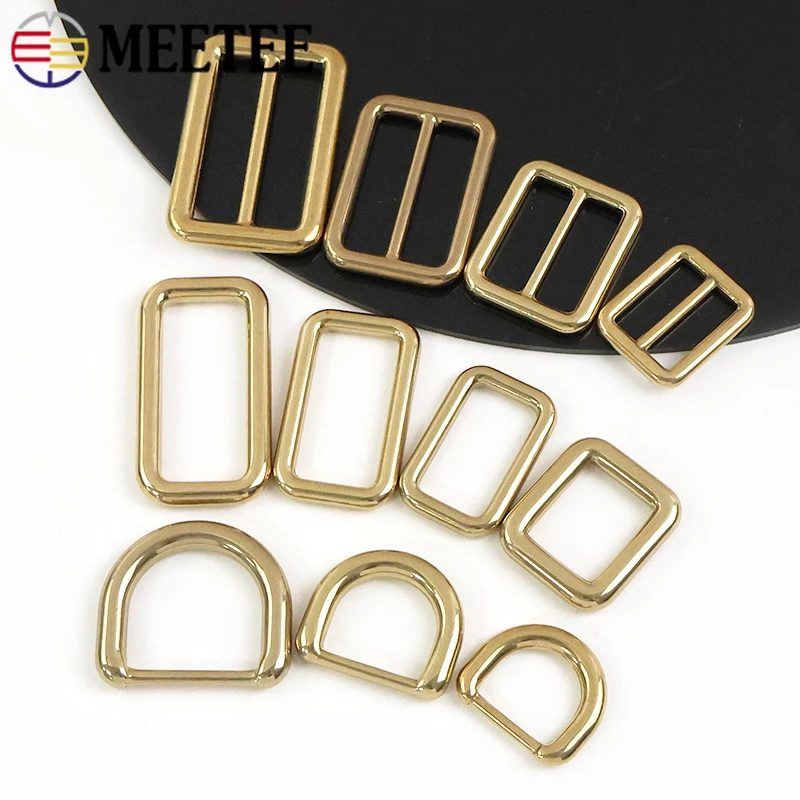 Set of 5 Solid Brass Adjustable Strap Buckles