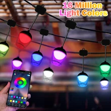 

9W Patio Light Waterproof Outdoor String Light RGB 16 Million Colors String Light Sync with Music Wine Glass Shape Hanging Light