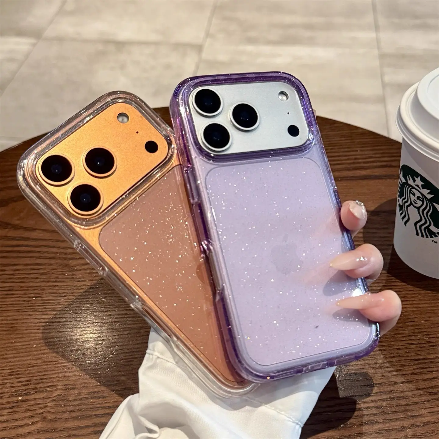 Shockproof Luxury Bling Glitter Transparent Phone Case with Air Armor Bumper