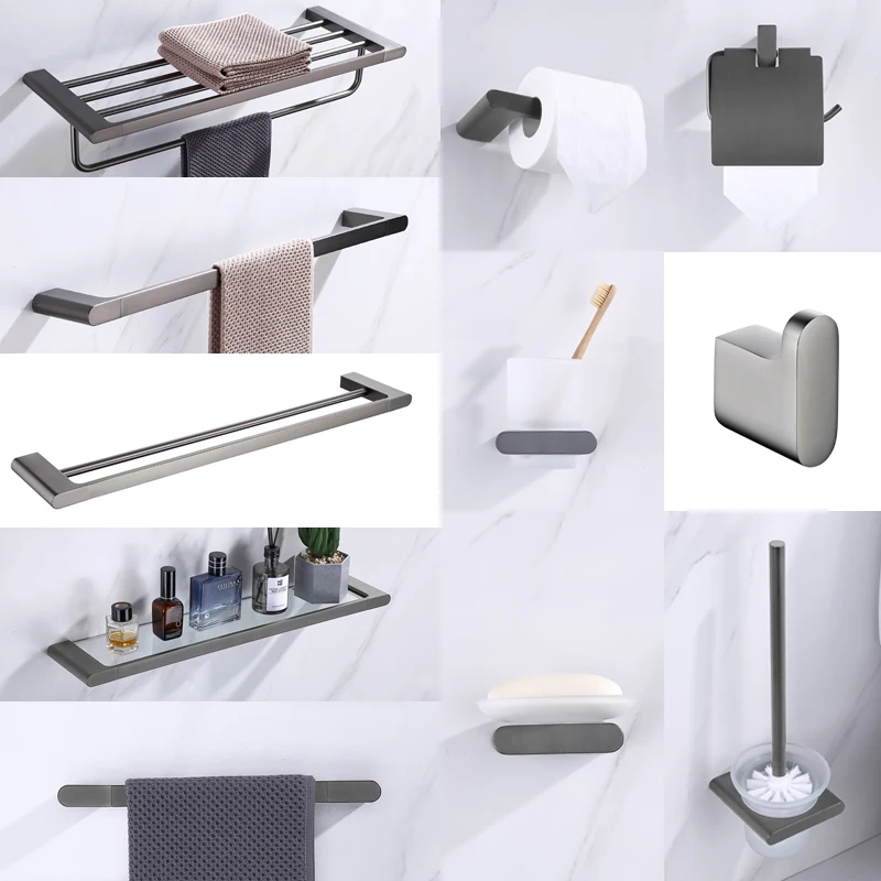 Grey-Color-Bathroom-Hardware-304-Stainless-Steel-Towel-Rack-Tissue ...