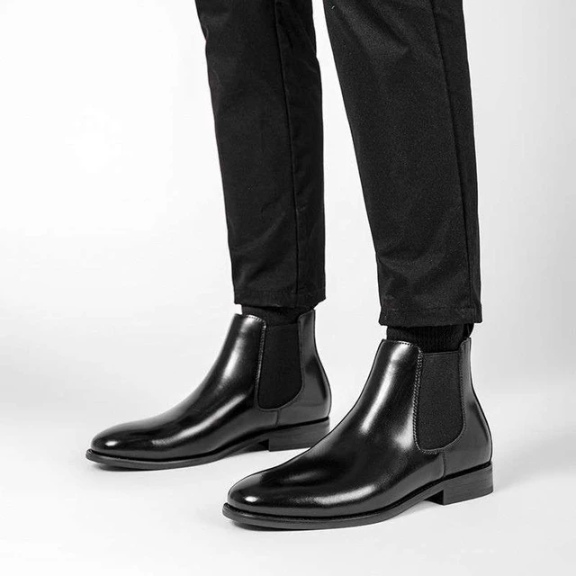 Korean Style Mens Casual Business Office Formal Dress Ankle Boots Black Designer Shoes Cowboy Chelsea Boot Short Botas Man - Men's Boots - AliExpress