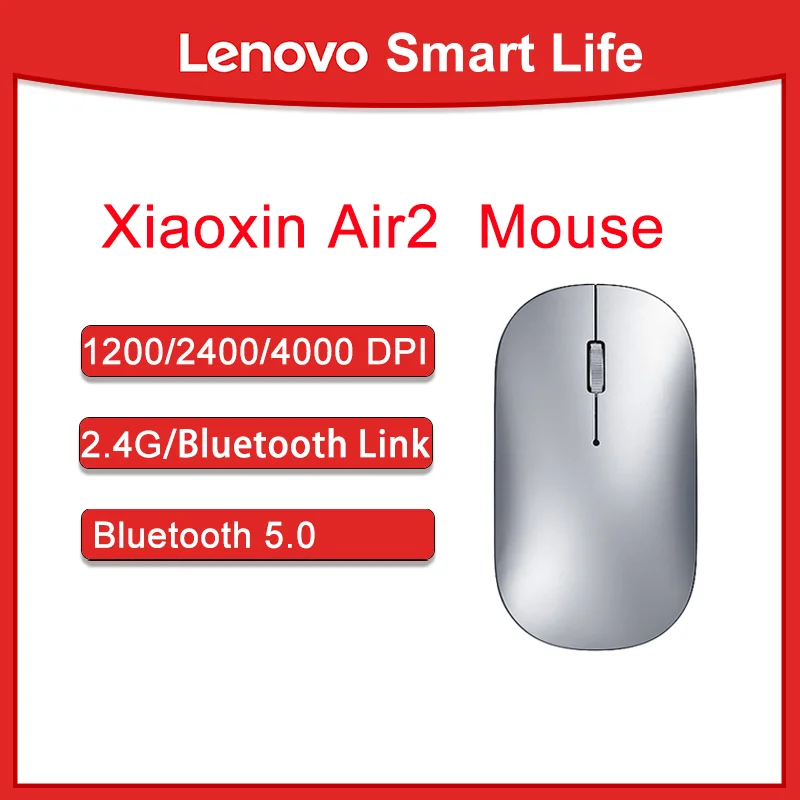 Original Lenovo Xiaoxin Air2 Mouse Wireless Bluetooth V5.0 Usb