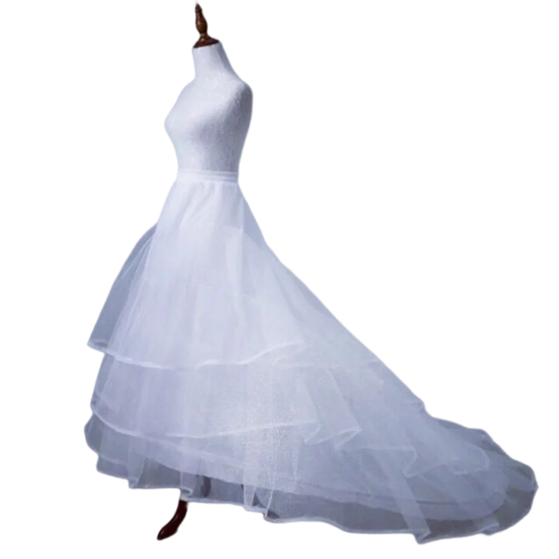 

Women 2 Hoops 3Layers Organza Trumpet Fishtail Petticoat Crinoline Underskirt Slips Floor Length for Wedding Bridal