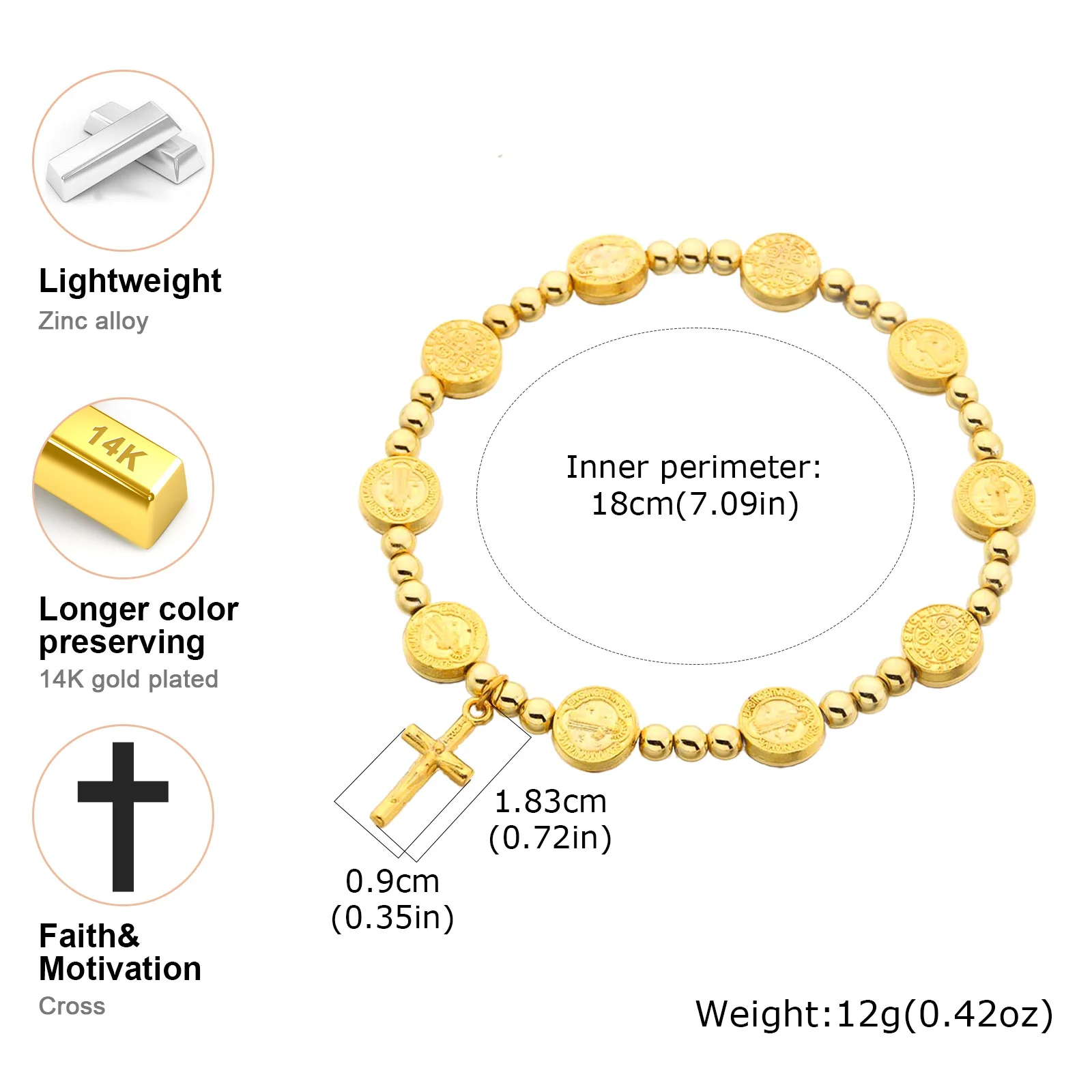 Gold Cross Rosary Bracelet 4