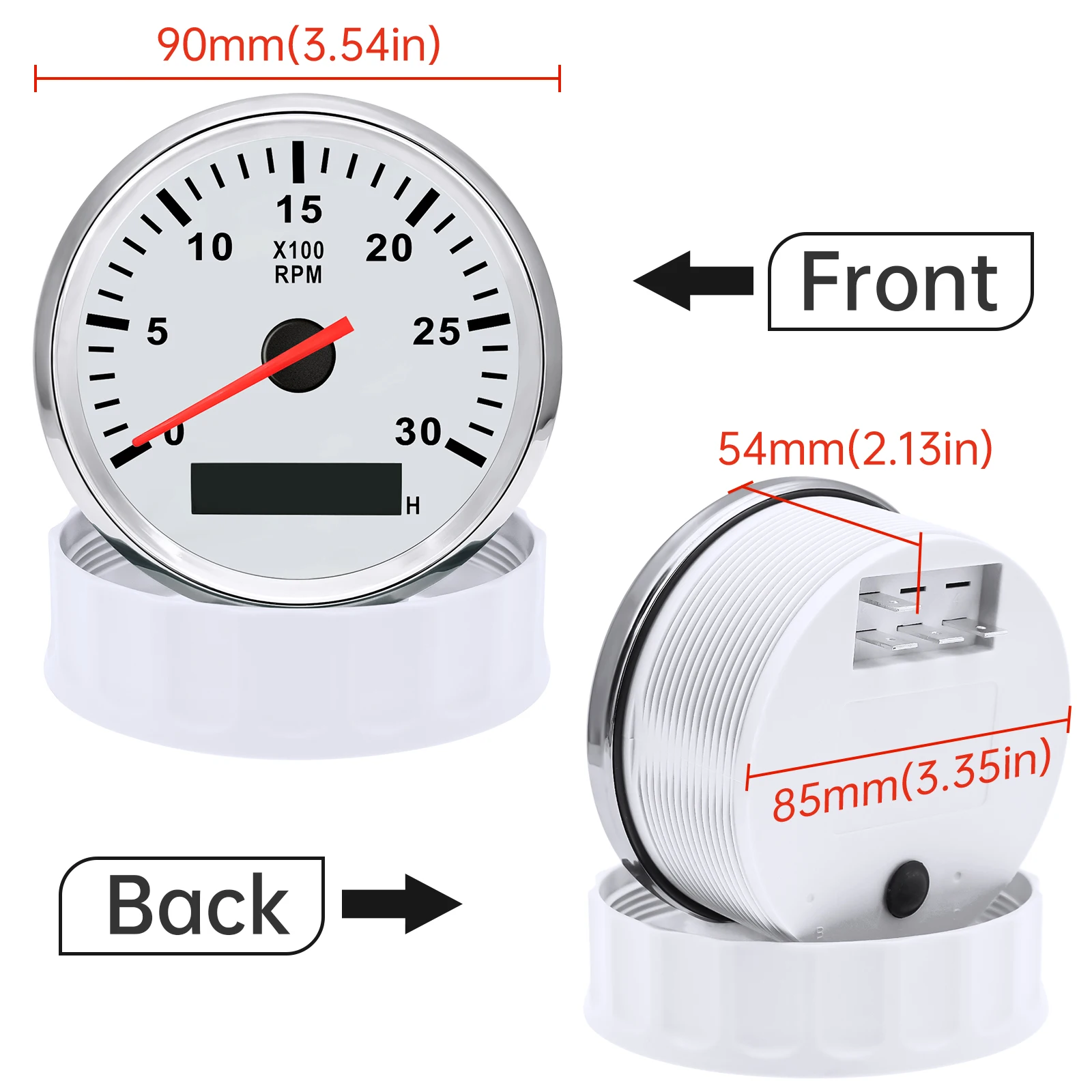 Tachometer Gauge Engine Tachometer Tachometer Meter 85mm Tachometer Tacho Gauge with Digital Hourmeter RPM Sensor Universal For Car Boat