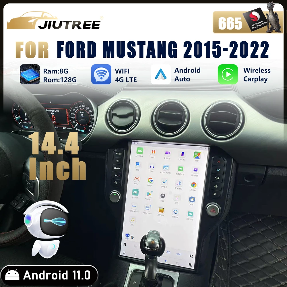 

128G 14,4 дюймов для Ford Mustang 2015 2016 2017-2022 Android 11 сенсорный экран автомобильный GPS головное устройство мультимедийный плеер авторадио