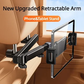 Supporto Girevole Retrattile per Tablet e Telefono da Auto, Montaggio su Poggiatesta per Sedile Posteriore, per Smartphone e iPad da 5-13 Pollici, Accessorio da Viaggio per Auto