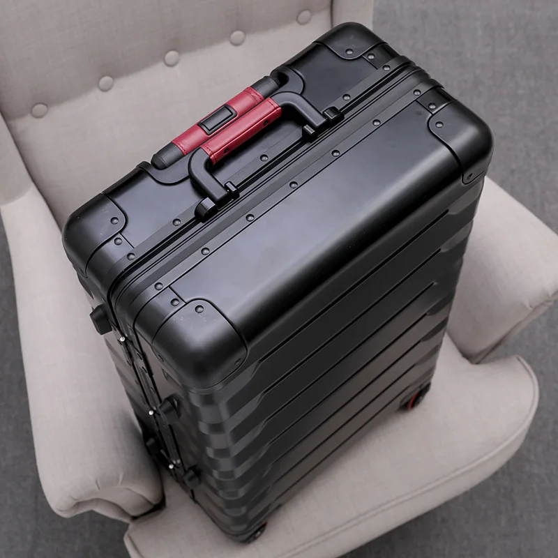 Men's and Women's Wheeled Suitcase Aluminum Magnesium Alloy Luggage Trolley Suitcase Business Password Suitcase Travel Luggage