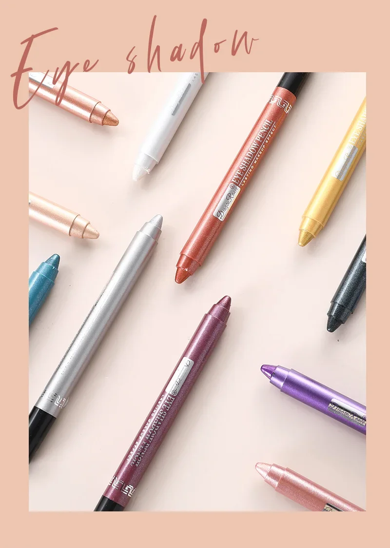 Pearlescent Eyeshadow Pen Lying Silkworm Eyeliner Pencil with Sharpener Matte Waterproof Eye Shadow Stick Eyes Makeup Cosmetics