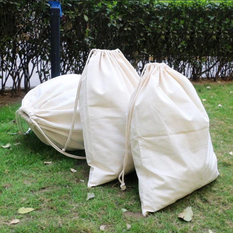 48x60cm 65x75cm 75x120cm Cotton Canvas Drawstring Storage Bag Home Large Size Clothes Quilt Toy Organizer Sundries Storage Sacks 3