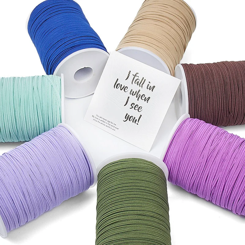 Colorful Elastic Rubber Band Ribbon Trim for DIY Sewing and Garment Accessories, 10 Yards