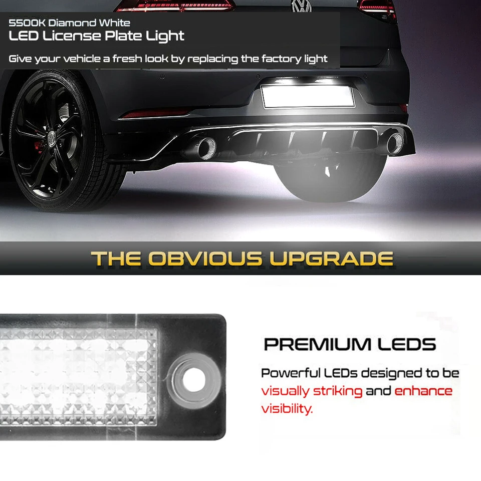 ADJAN Luci Targa per Auto Lampada luminosa del numero di licenza per auto 12 V Nessun errore per VW Touran Golf Caddy Jetta MK5 T5 Passat Superb