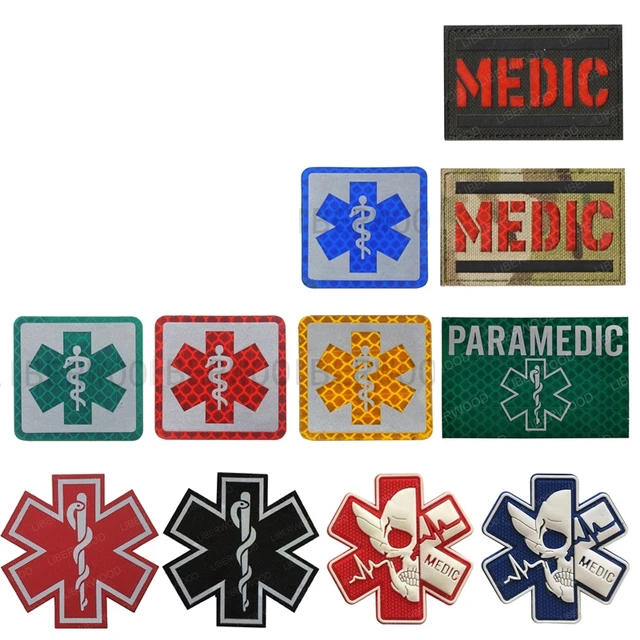 MEDIC Patch Red Cross Medic Patch Firs Aid Paramedic EMS EMT Rescue Patch  Hook Backing for Attachment or Sew on Patch Size 4 X 1 Inches 