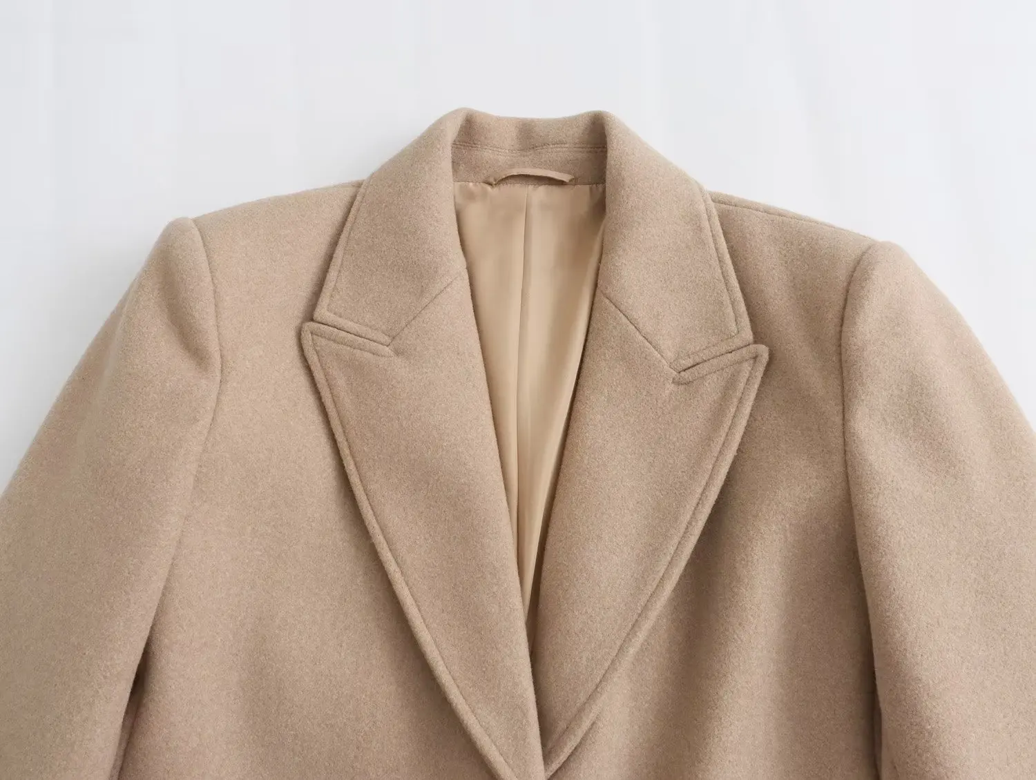 Withered Fashion Woolen Autumn Winter British Long Coat Solid Simple Waist Fit Trench Coat Women