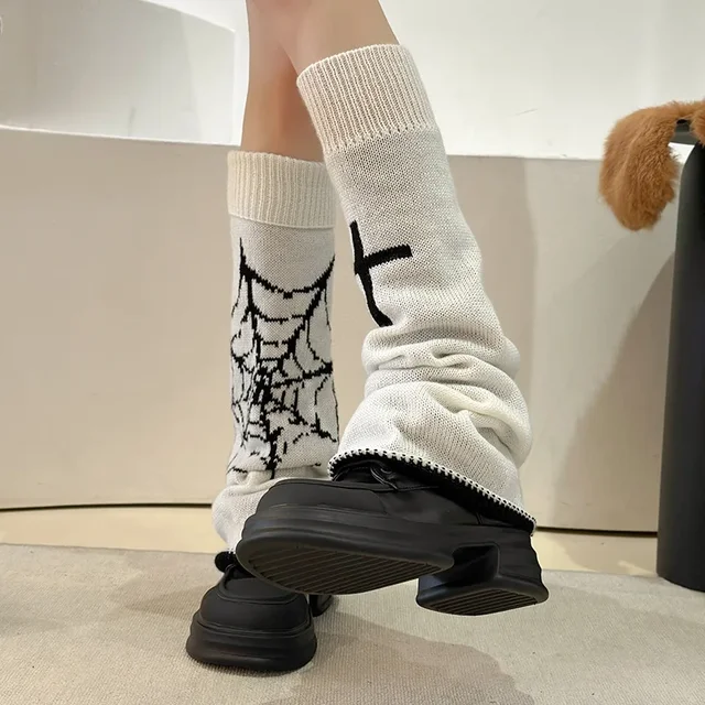 Knitted Socks Women's Leg Covers Y2k Autumn Mid-calf Socks Dark Subculture Calf Socks Legwarmers  Knee High Boots Lolita 3