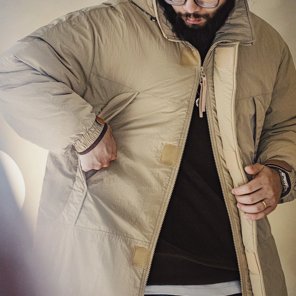 Cotton Jacket Maden Vintage Mid-length Padding Cotton Jackets Khaki Hooded Coat Pcu Level'7 Jacket for Men's Winter Warm Classic Parka Coat cotton jacket parka coat parkas coat