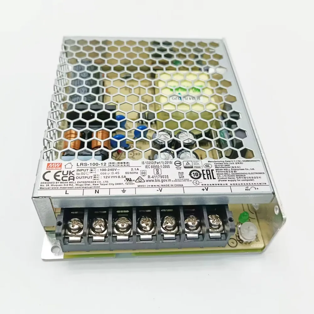 MeanWell 단일 출력 스위칭 전원 공급 장치, LRS100-12V 전원 공급 장치, 100W, 5V, 12V, 15V, 24V, 36V, 48V