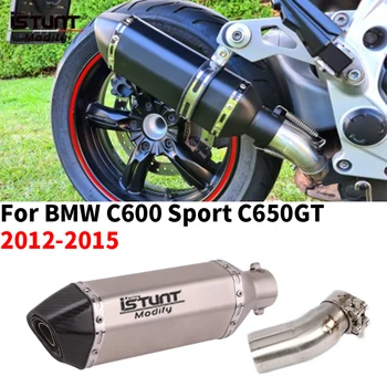 Motorcycle Exhaust Pipe Mid Link Tube Slip On 51mm Muffler Escape with Removable DB Killer For BMW C600 Sport C650GT 2012-2015