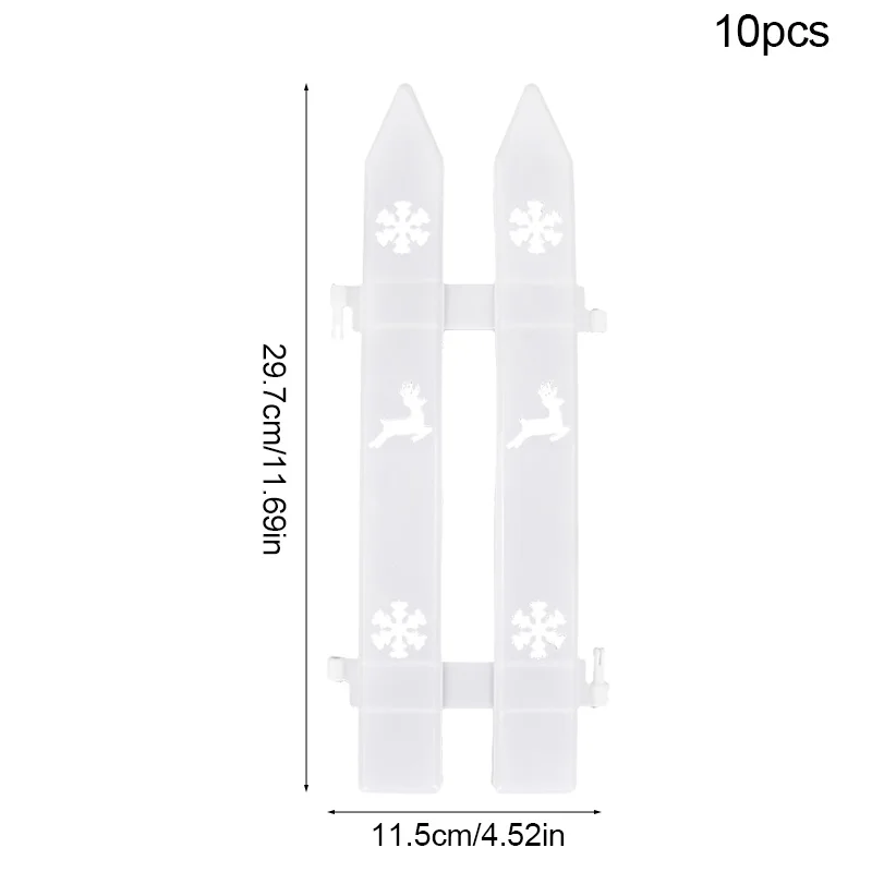 10pcs Christmas Fence White PVC Plastic Fence Christmas Tree Ornament Home Courtyard Garden Decor Wedding Xmas Decoration