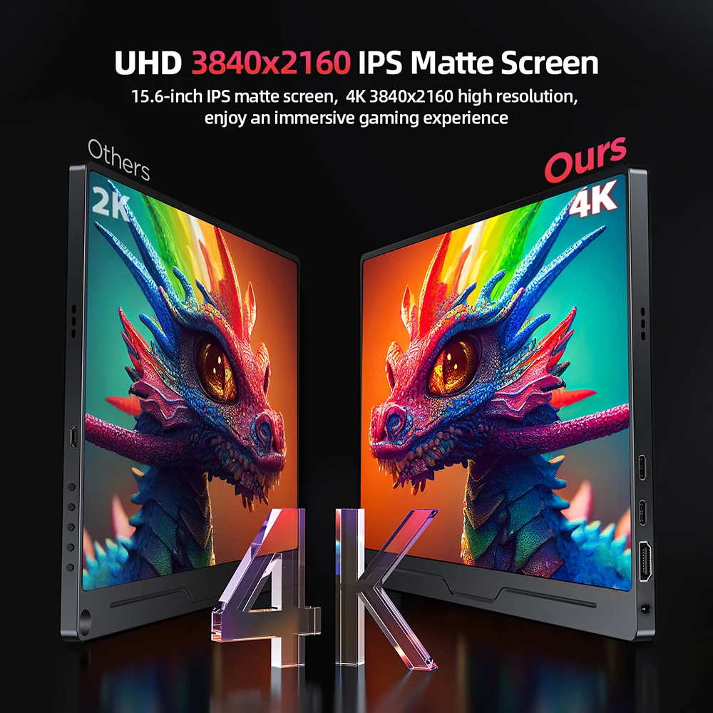 Cdisplay 4K ޴ , 15.6ġ UHD Ʈ , 1300:1 100% sRGB USB-C HDMI ޴  ÷, PS5 Xbox Switch PC ̸ӿ ͺ 