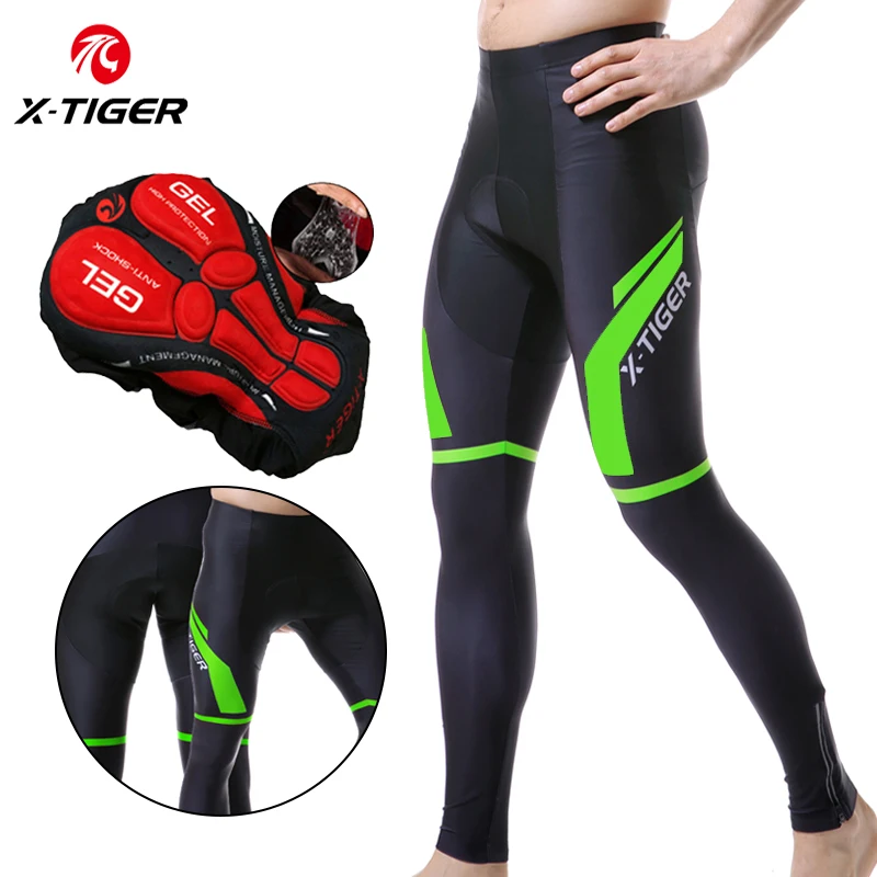 X-Tiger Flour Green 100% Lycra Cycling Trousers with 5D Gel Pad Riding Bike Pants