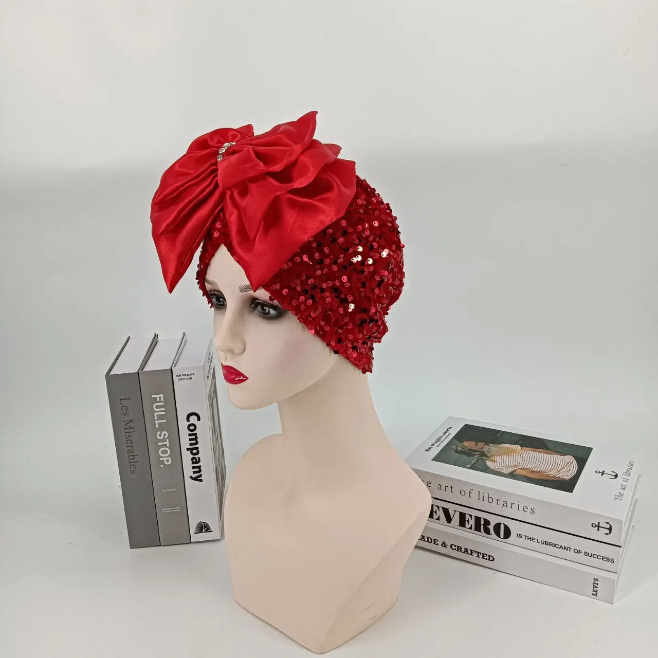 

Fashion Style African Women Sequined Red Yellow Blue Green Headtie African Caps Muslim Women Hijabs Head Wrap for Women