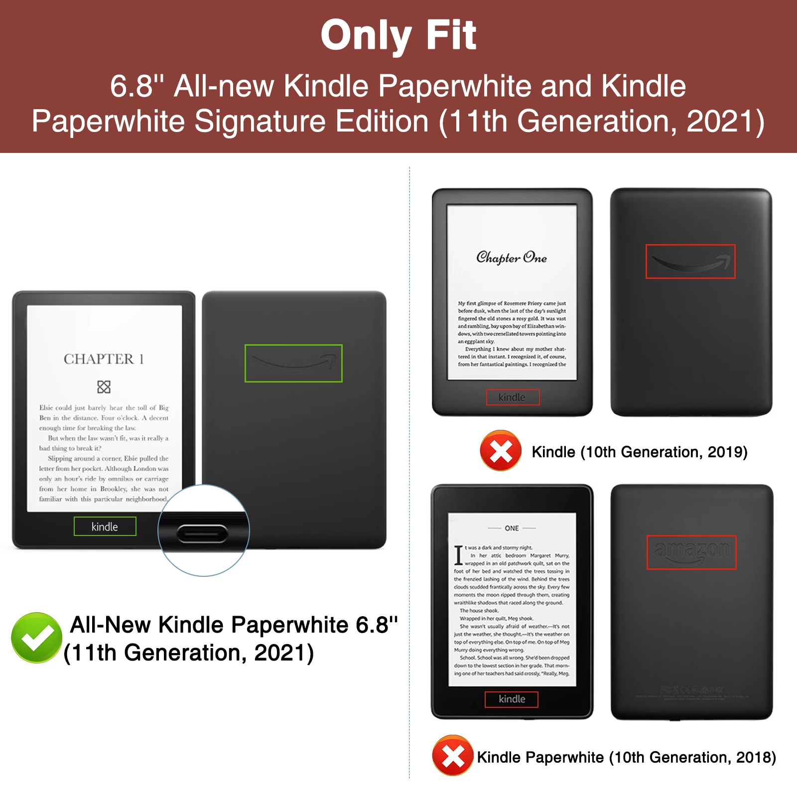 para 6.8 Kindle Paperwhite 11ª Geração de 2023 e Kindle Paperwhite Edição de Assinatura Capa Flip Vertical Premium Case - Imagem 6