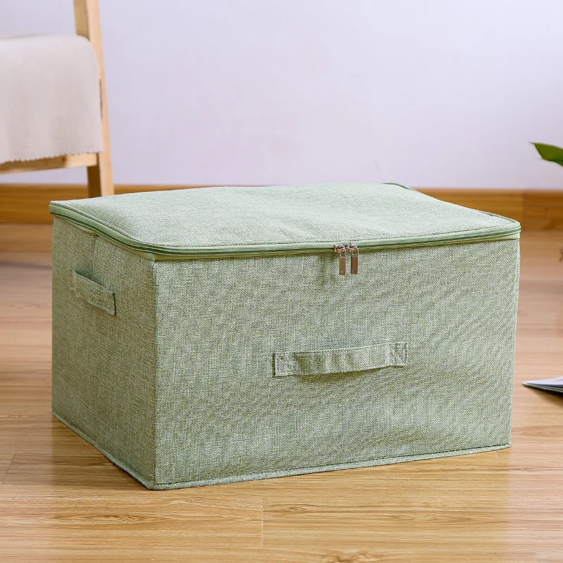 Cotton and Linen Storage Box Zipper Storage and Organization Box Fabric Covered Storage Box Folding and Sealing Box Underwear St 4