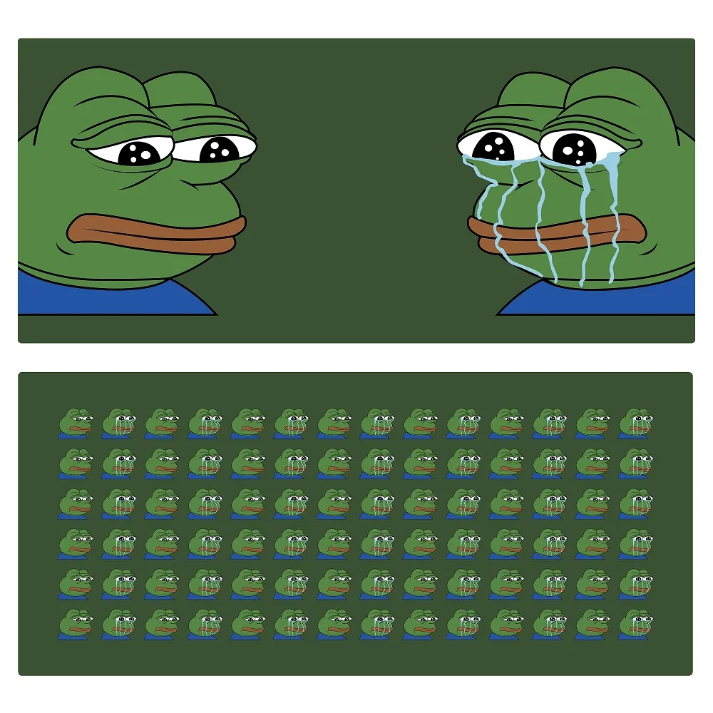 Kpremaged Sad Frog Teclado Mecânico Mousepad Bordas Costuradas Borracha Verde Toque Suave Alta Qualidade 900 400 mm