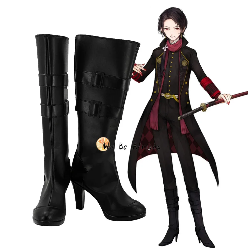 

Game Touken Ranbu Online Kashuu Kiyomitsu Cosplay Party Shoes Long Black Boots Custom Made For Men Women Halloween
