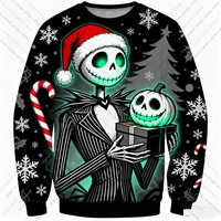 2025 Disney Plus Size Women's Sweatshirt Hooded Halloween Christmas Eve Horror Pants Unique Print  Streetwear Hip-Hop Style