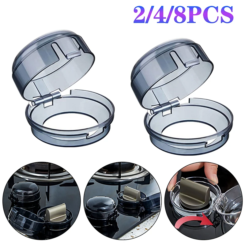Gas Stove Control Knobs 2/4/8 Pcs Gas Stove Oven Knob Cover Padlock Lid Lock Protector Baby Kitchen Safety Children Protection Switch