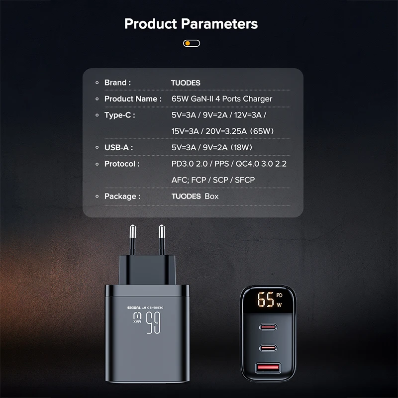 Tuodes 65w GaN Charger PPS PD USB Type C Fast thumbnail 12