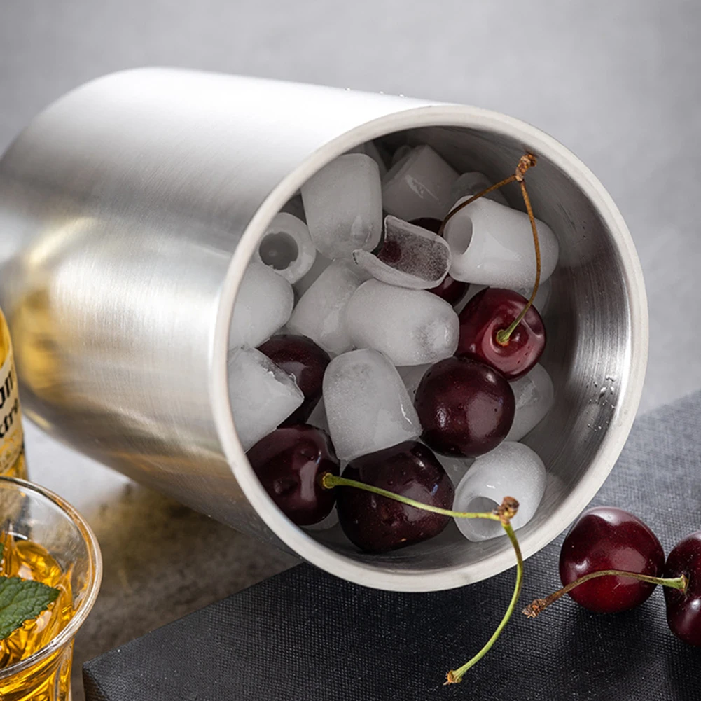 Stainless Steel Ice Bucket 1.6L Large Drinks Chilling Bucket Wine Beer Bottle Cooler Champagne for Home Bar Beach Party