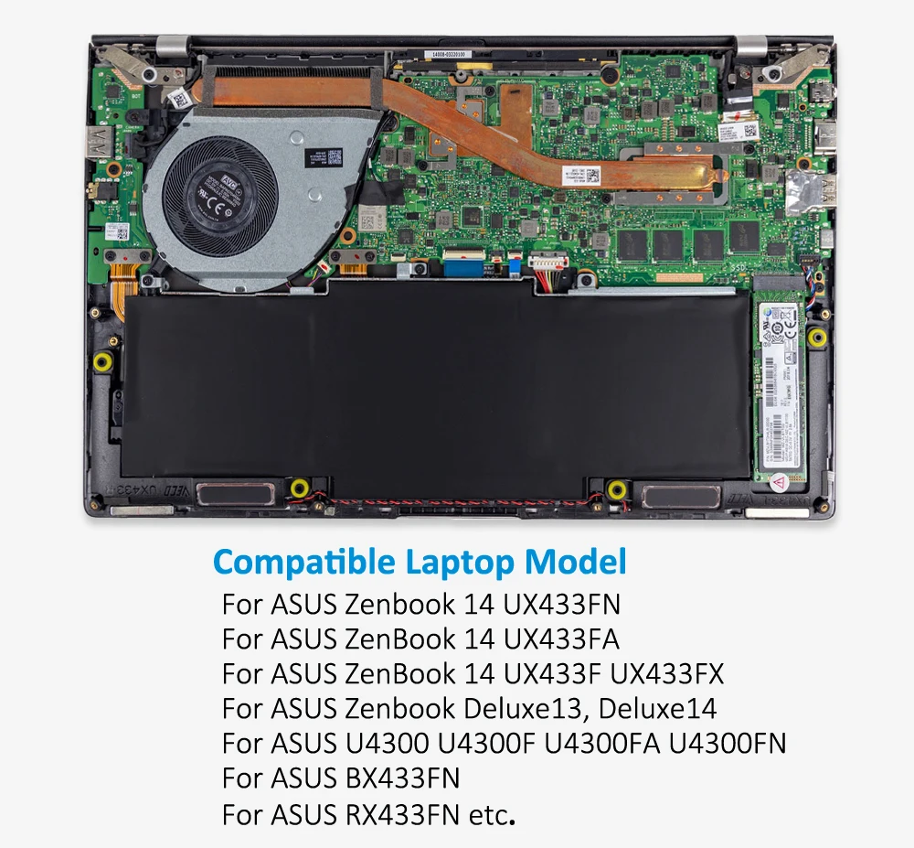 UX433FN-2S, ZenBook 14, UX433F, UX433FA-A5046R, 0B200-03080000, 4335mAh