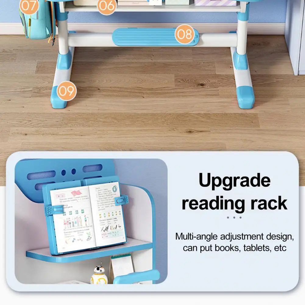 Modern Kids Desk And Chair Set Height Adjustable, Ergonomic Children School Writing Table Desktop Drawers Workstation