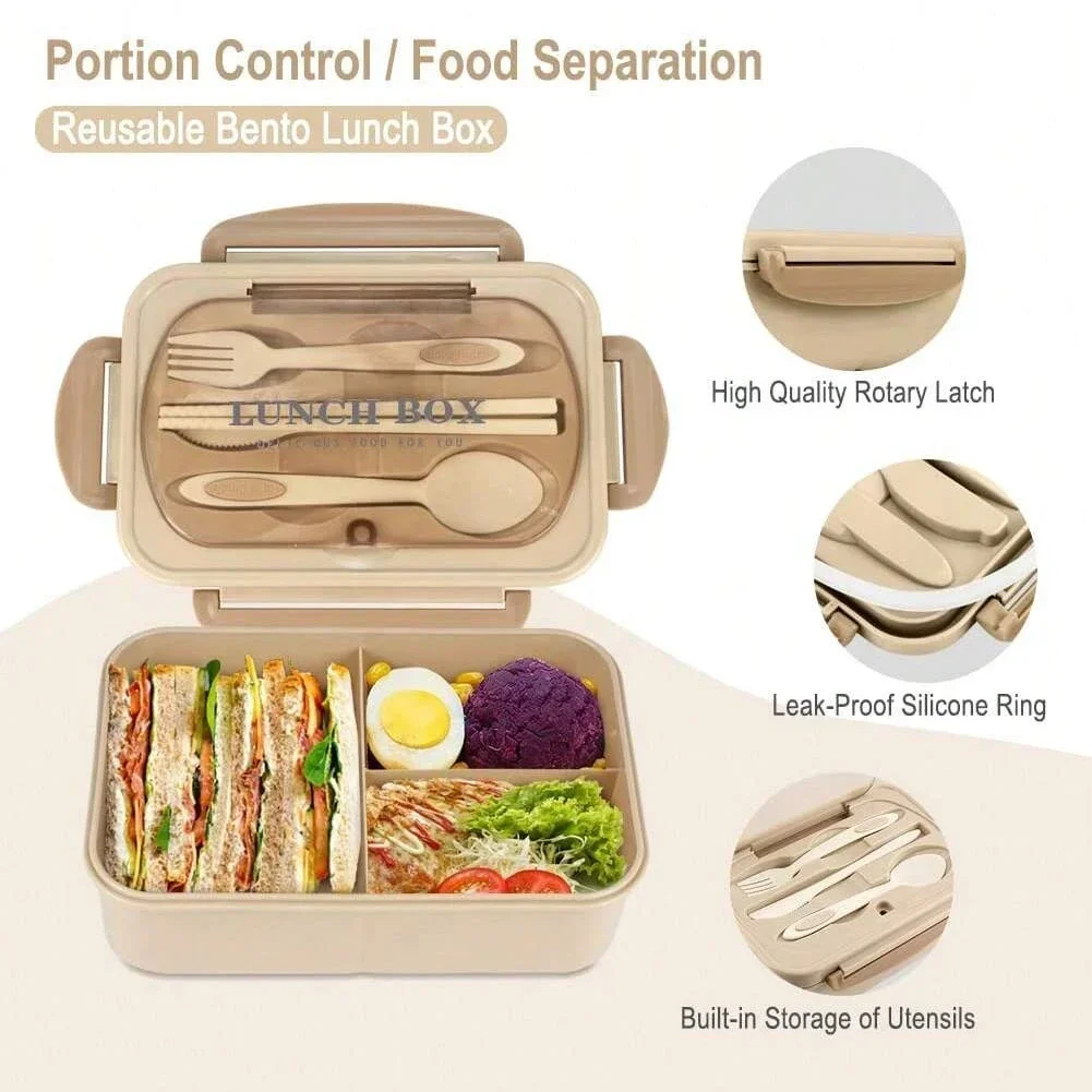Bento Box Adult Lunch Box, Containers For Adults Men Women With 4 Compartments, Lunchable Food Container Back To School - 5