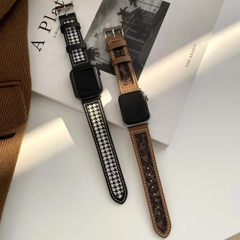 

Холщовая кожаная Петля для Apple Watch band 45 мм 44 мм 41 мм 40 мм, женский кожаный ремешок для часов iwatch Series 7 6 5 4 3 2 se, ремешок