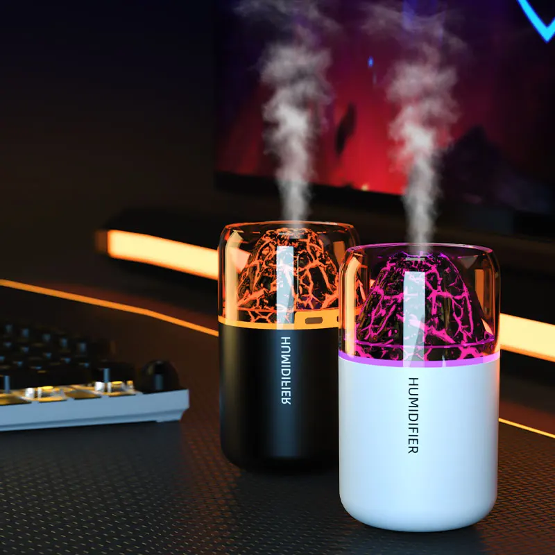 Mini volcano humidifier colorful atmosphere light bedroom small household car desktop office spray aromatherapy machine 1