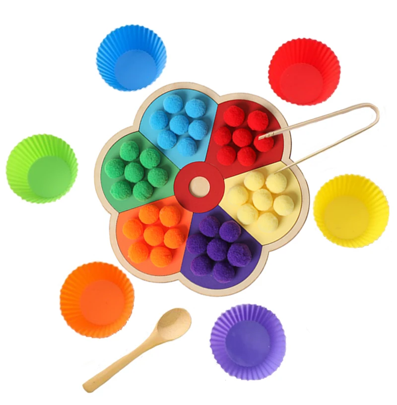 어린이 폼폼 카운팅 정렬 퍼즐 장난감, 어린이 분류 그릇, 유치원 교육, 몬테소리 미세 운동 기술 장난감 선물 