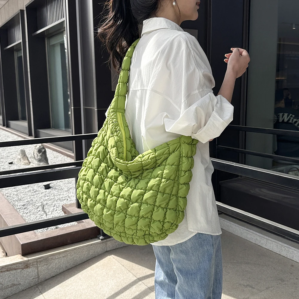Large Capacity Quilted Padded Crossbody Bag Pleated Bubbles