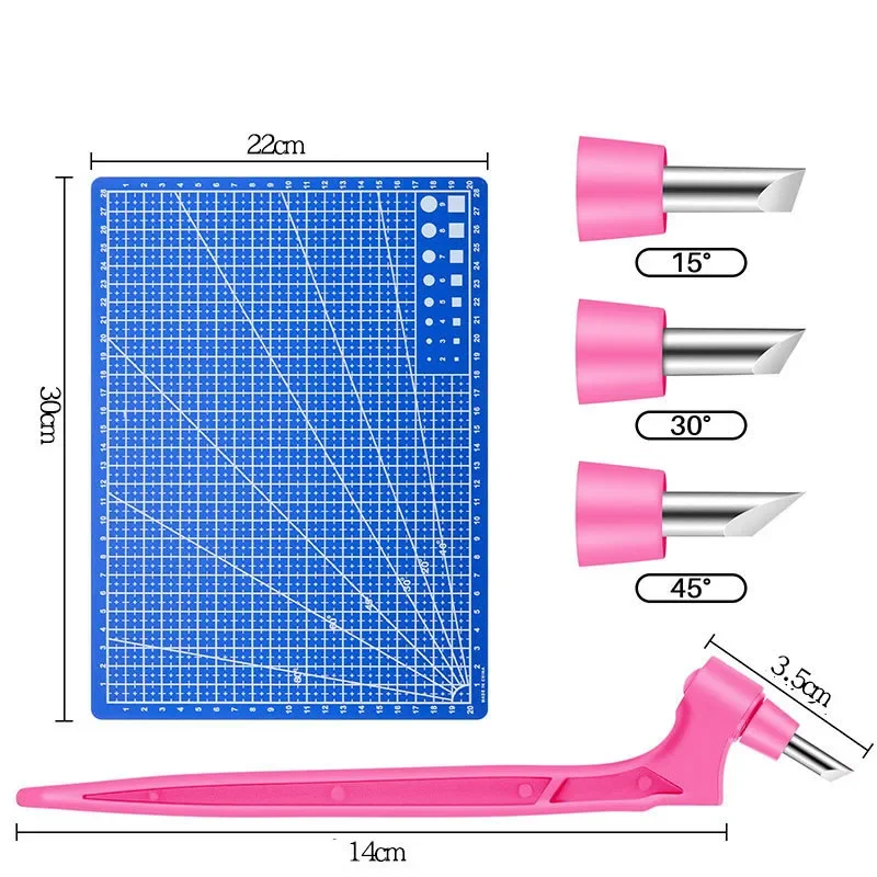 Cutting Mat Craft Cutting Tool 1Pcs Craft Cutting Tools 3Pcs 360-Degree Rotating Carbon Steel Replacement Blade Safety Cutting Mat DIY Art Paper Craft Supply