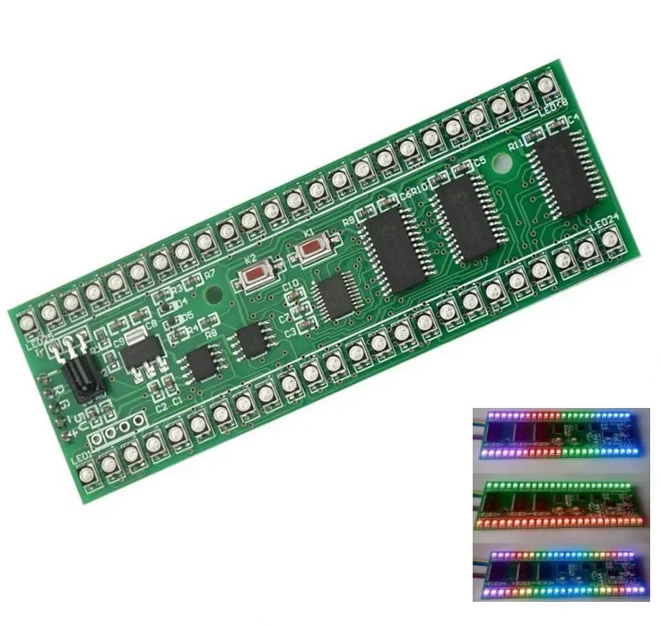 

RGB MCU дисплей шаблон двухканальный 24 светодиодный индикатор уровня VU AU